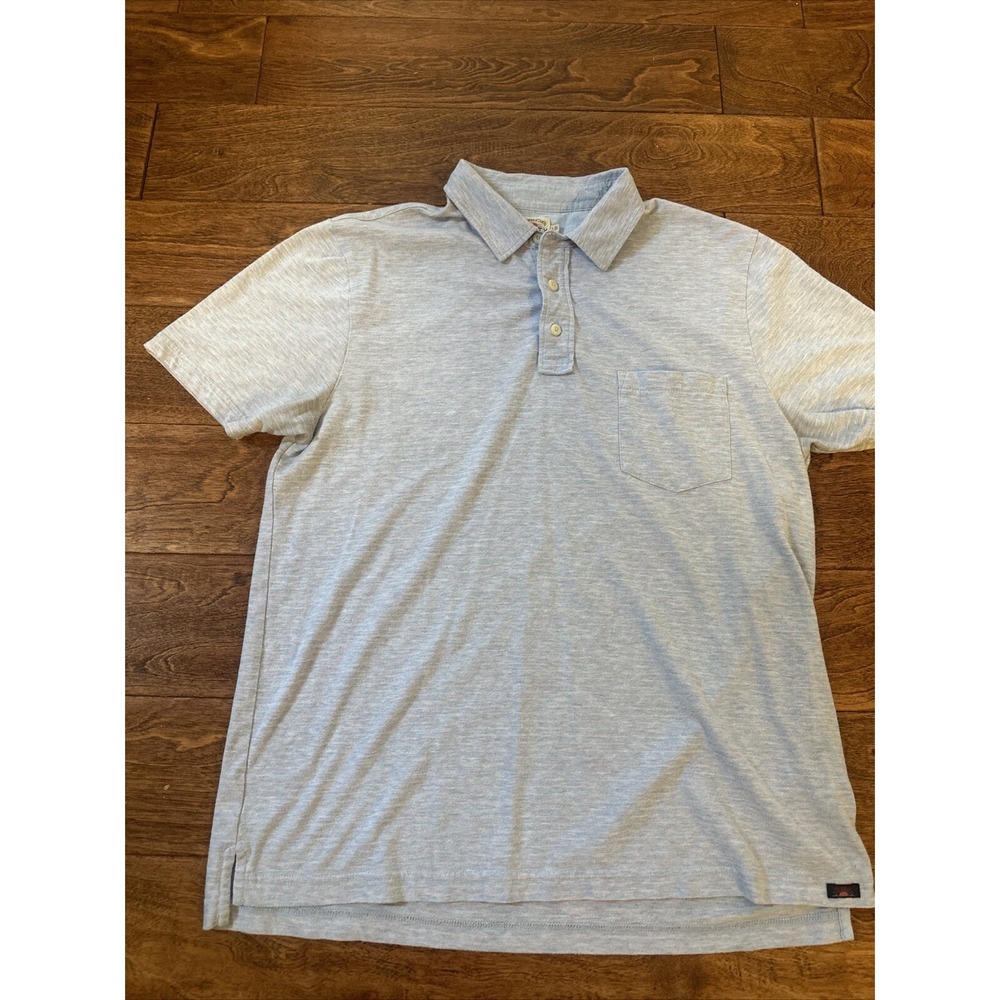 Faherty Mens Striped Short Sleeve Polo Shirt Blue Size L Sportsman